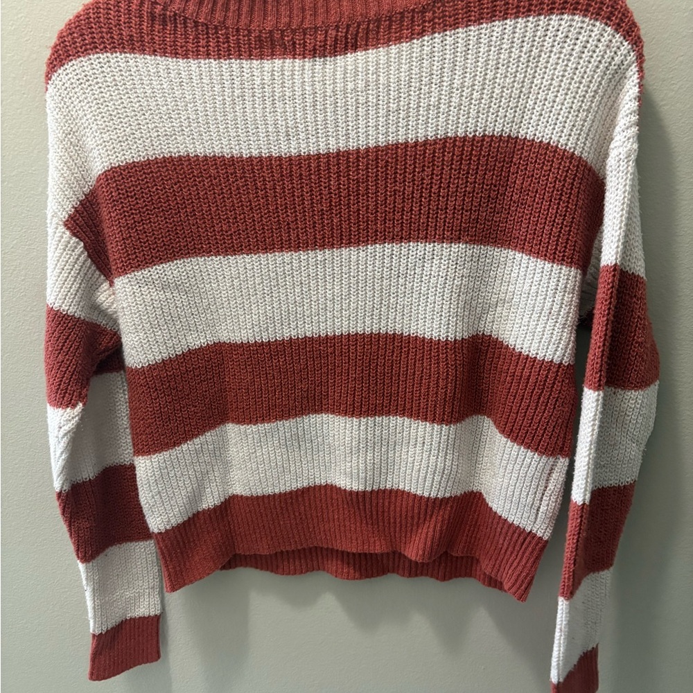 Striped Orange and off White Women's Sweater